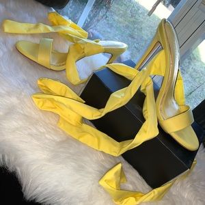Yellow tie up heels